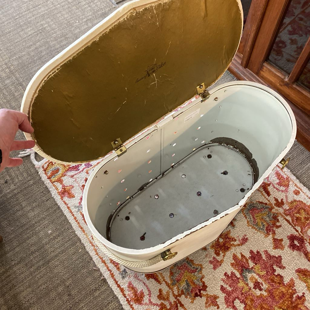 White Mid Century Hamper