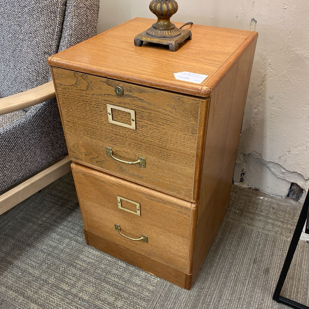 Two Drawer Oak File Cabinet C SIDE TABLES