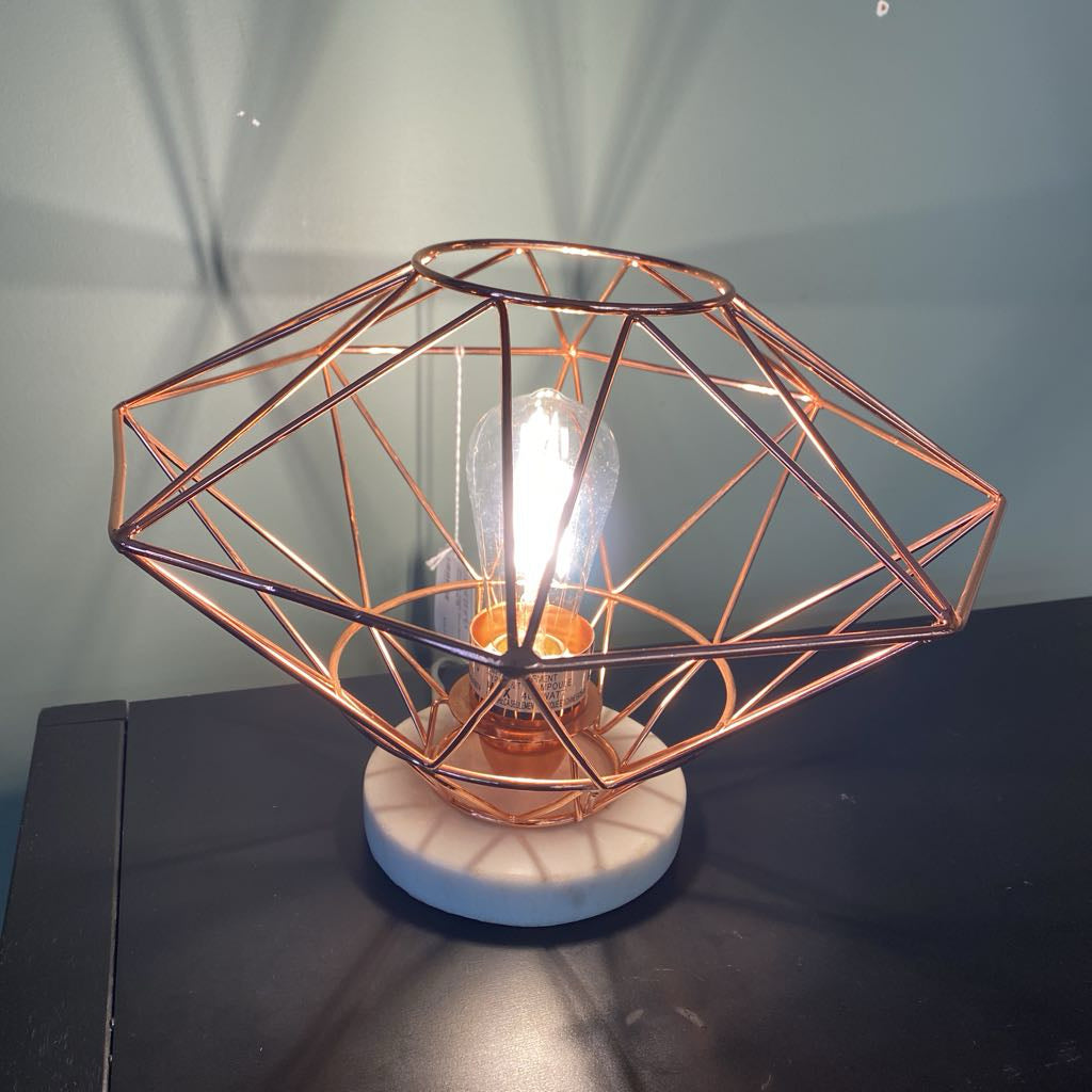 Geometric Copper Stone Base Accent Lamp