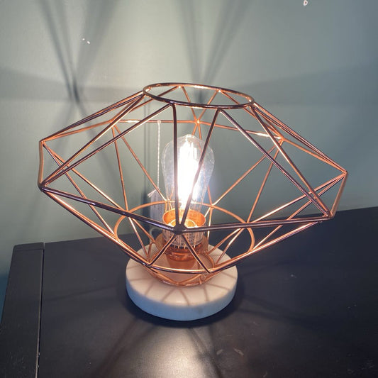 Geometric Copper Stone Base Accent Lamp LAMPS