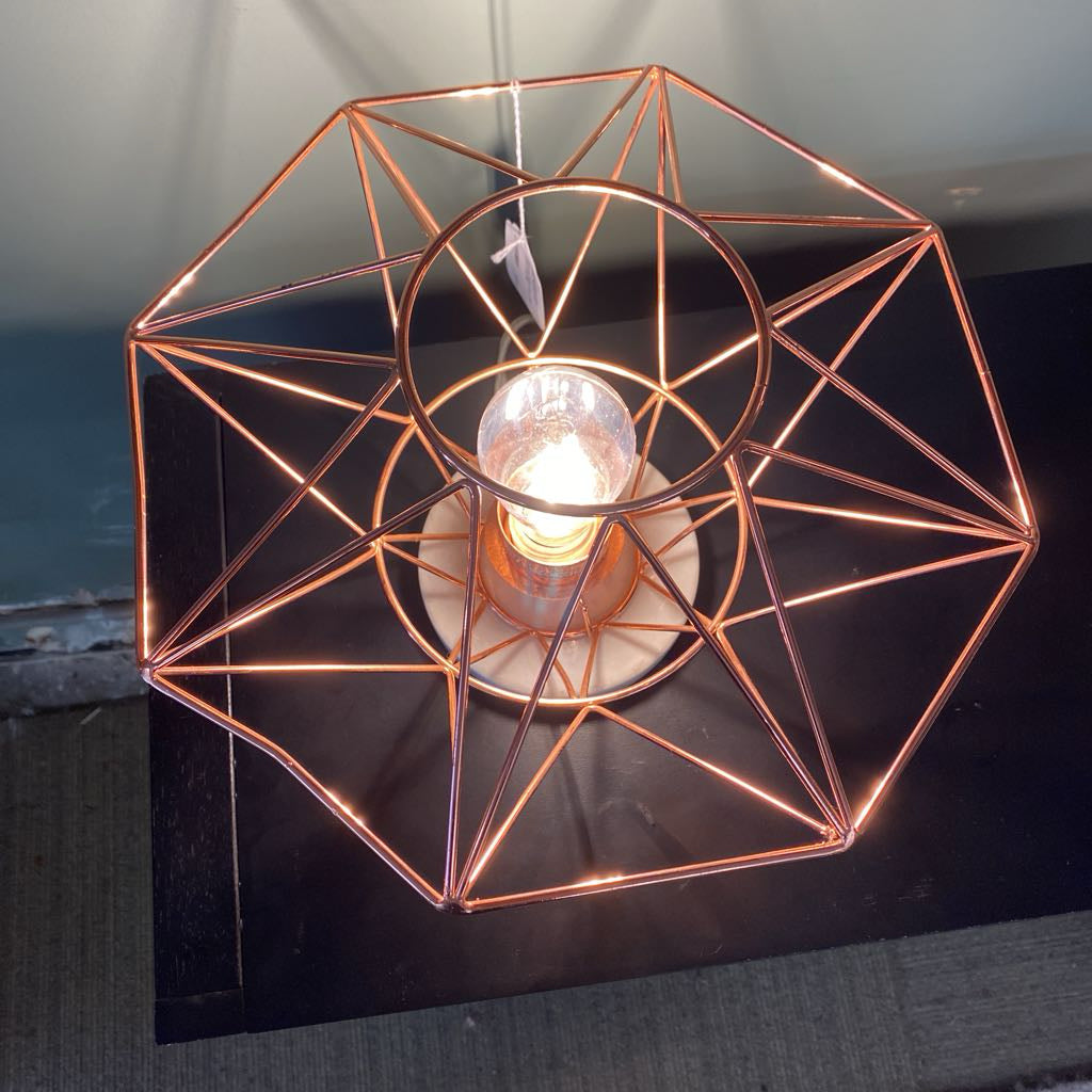 Geometric Copper Stone Base Accent Lamp