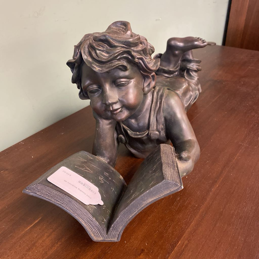 Child Reading Sculpture UNIQUE FINDS