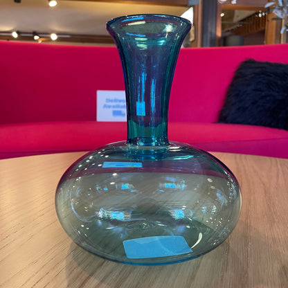 New England-Made Signed Round Blue Glass Vase