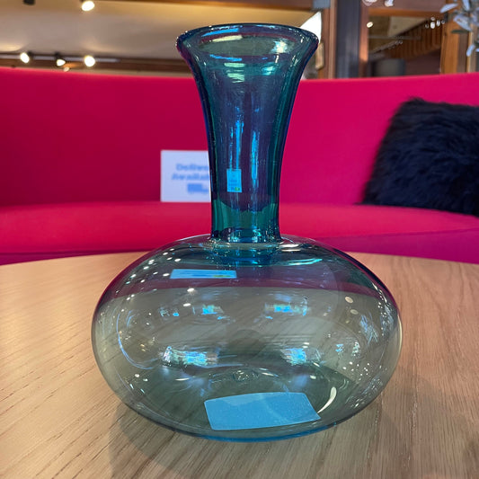 New England-Made Signed Round Blue Glass Vase SMALLS