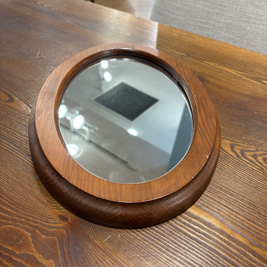 Small Wooden Oval Mirror