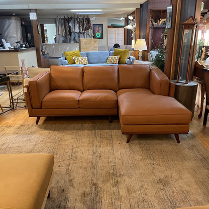 Karlstad Terracotta Leather RAF Chaise Sectional