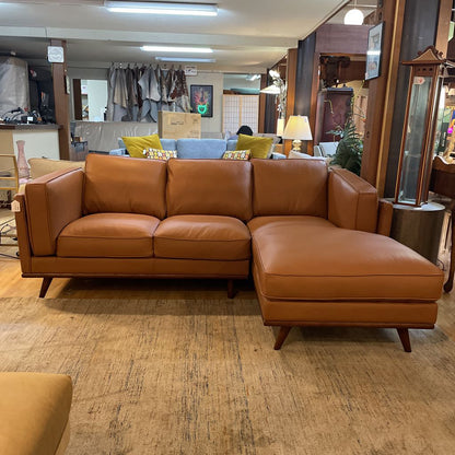 Karlstad Terracotta Leather RAF Chaise Sectional