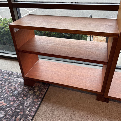 Custom Solid Cherry Wood Asymmetric Bookcase