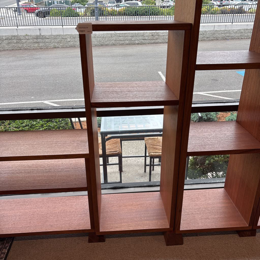 Custom Solid Cherry Wood Asymmetric Bookcase