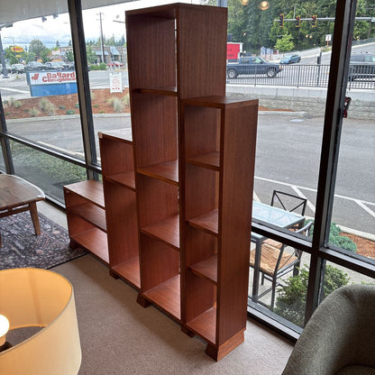 Custom Solid Cherry Wood Asymmetric Bookcase
