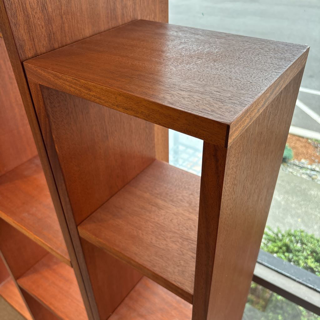 Custom Solid Cherry Wood Asymmetric Bookcase