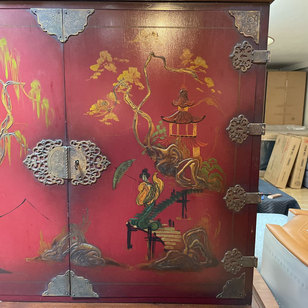 Mohlenrich Hand Painted Chinoiserie Cocktail Cabinet