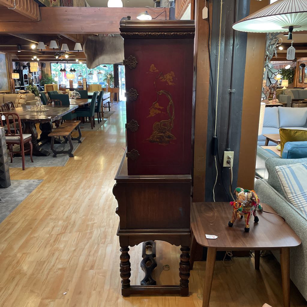 AS IS Mohlenrich Hand Painted Chinoiserie Cocktail Cabinet C BAR CARTS