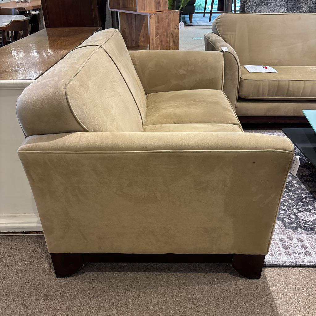 Khaki Ultra-Suede Loveseat U LOVESEATS