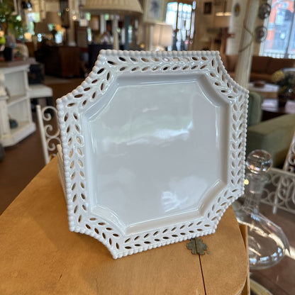 Set Of 6 White Lace Edge Ceramic Plates