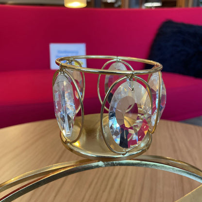 Brass Candle Display with Oval Crystal Drops