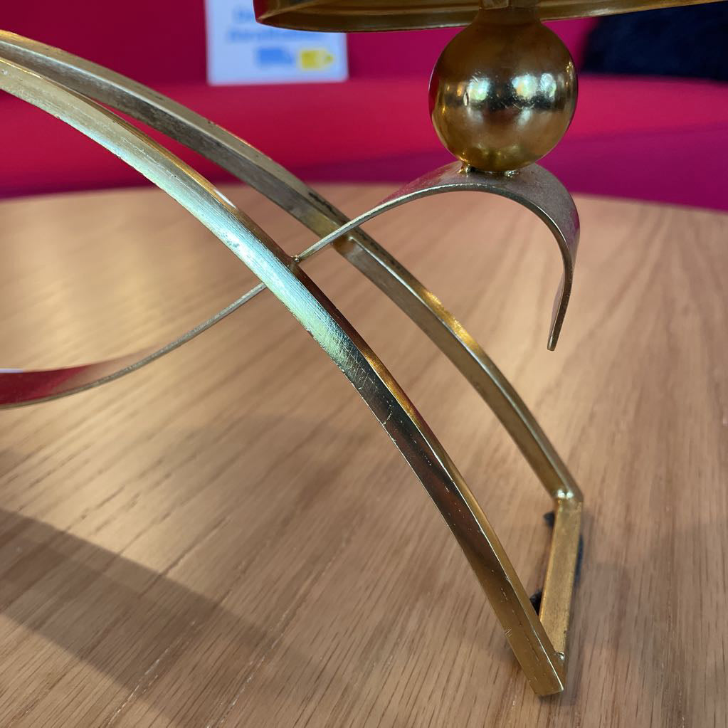 Brass Candle Display with Oval Crystal Drops