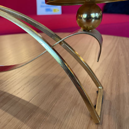 Brass Candle Display with Oval Crystal Drops