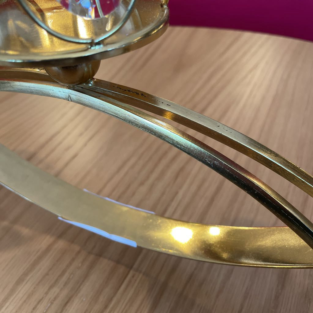 Brass Candle Display with Oval Crystal Drops
