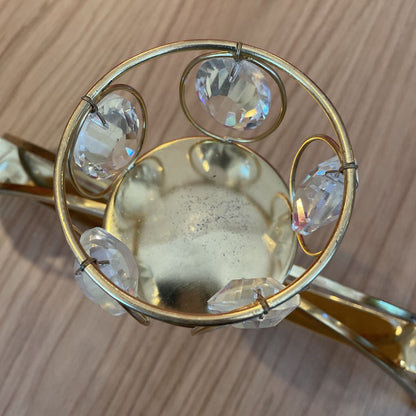 Brass Candle Display with Oval Crystal Drops