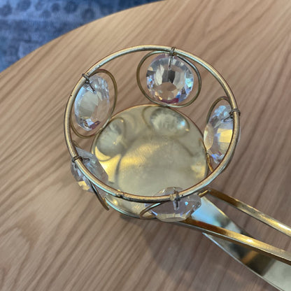 Brass Candle Display with Oval Crystal Drops