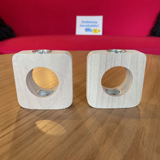 Wooden Loop Modern Candleholder SET OF 2 SMALLS