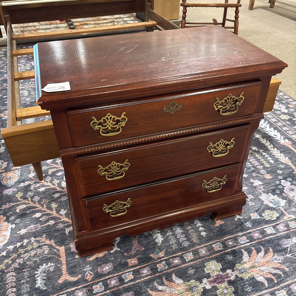 Cherry Wood Brass Hardware Nightstand