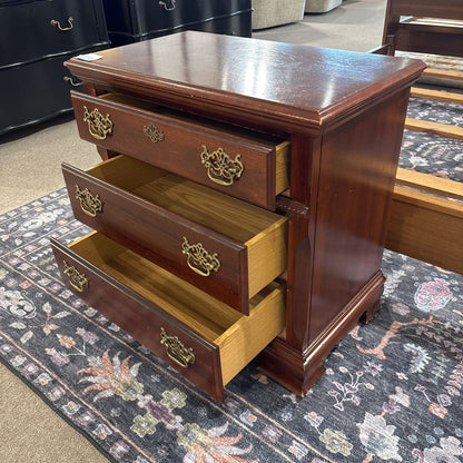 Cherry Wood Brass Hardware Nightstand