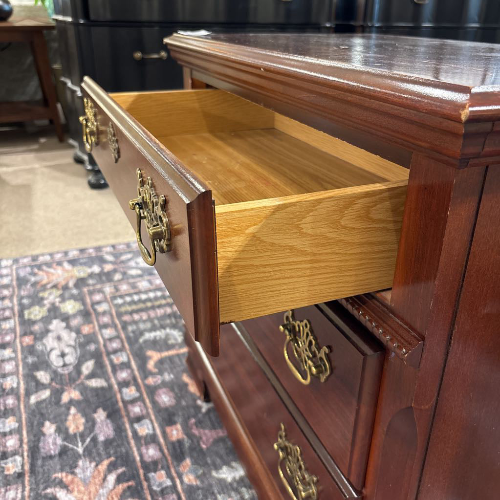 Cherry Wood Brass Hardware Nightstand