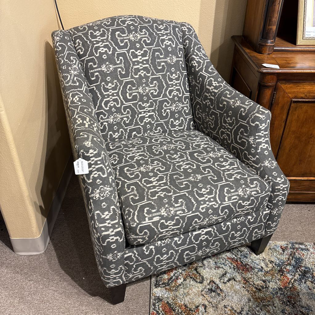 Macy's Grey & White Patterned Upholstered Accent Chair