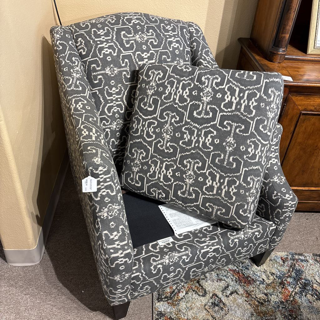 Macy's Grey & White Patterned Upholstered Accent Chair