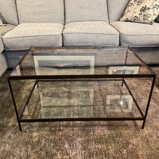 Glass & Black Metal 2 Tier Coffee Table C COFFEE TABLES