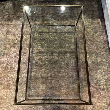 Glass & Black Metal 2 Tier Coffee Table