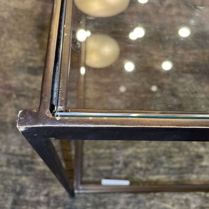 Glass & Black Metal 2 Tier Coffee Table