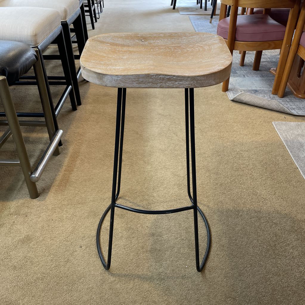 Bleached Wood & Metal Counter Stool
