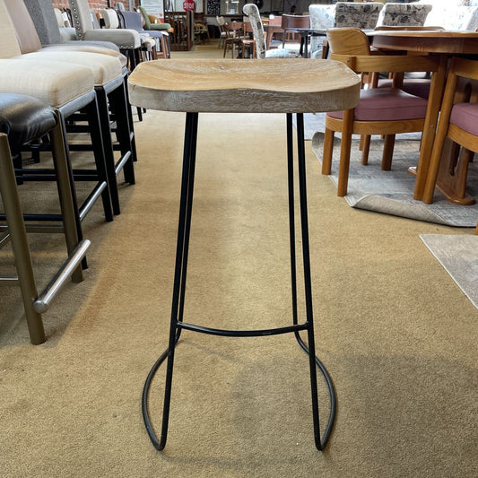 Bleached Wood & Metal Counter Stool