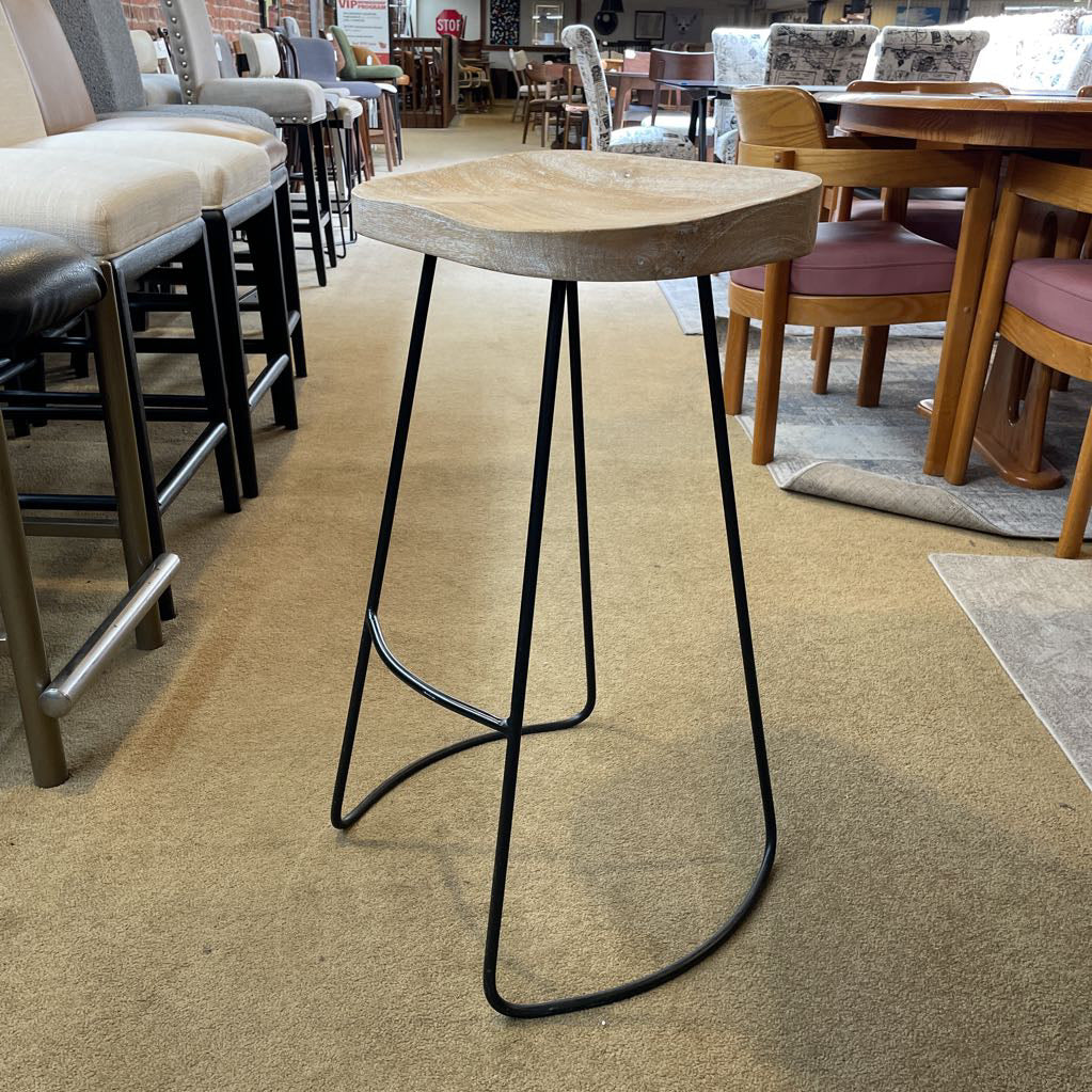 Bleached Wood & Metal Counter Stool
