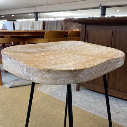 Bleached Wood & Metal Counter Stool