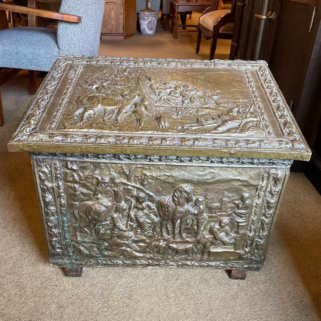Embossed Brass Firewood Box