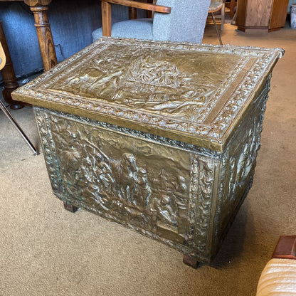 Embossed Brass Firewood Box