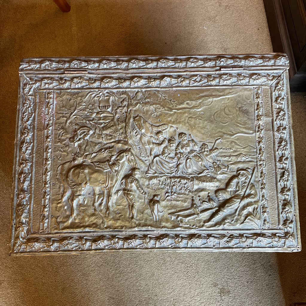 Embossed Brass Firewood Box