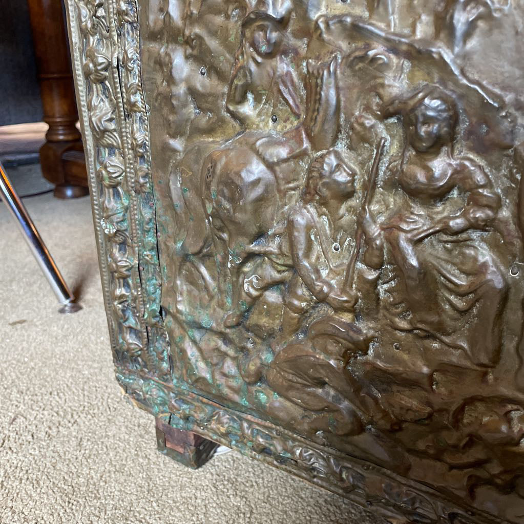 Embossed Brass Firewood Box
