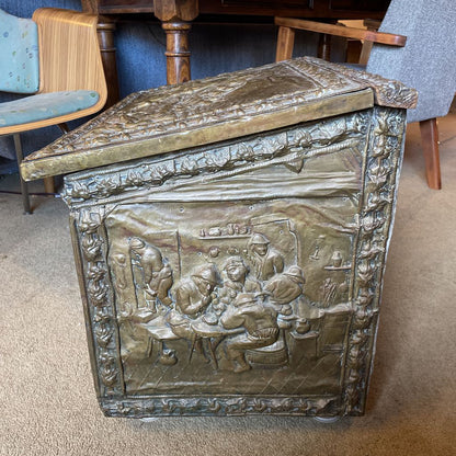 Embossed Brass Firewood Box