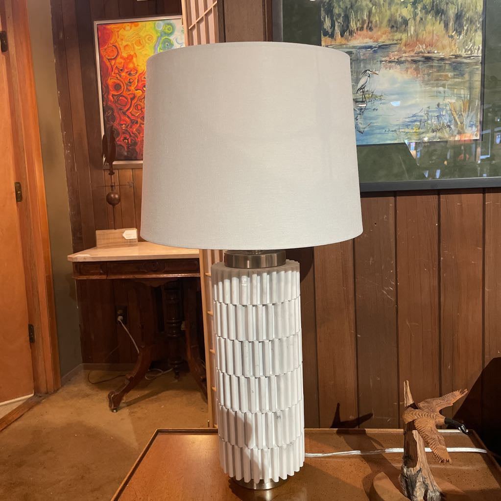 White Modern Textured Table Lamp