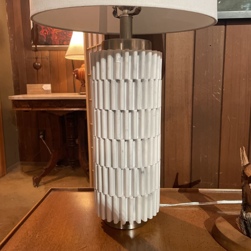 White Modern Textured Table Lamp