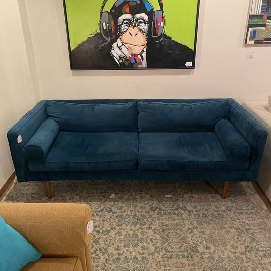 West Elm Teal Monroe Velvet Sofa U SOFAS