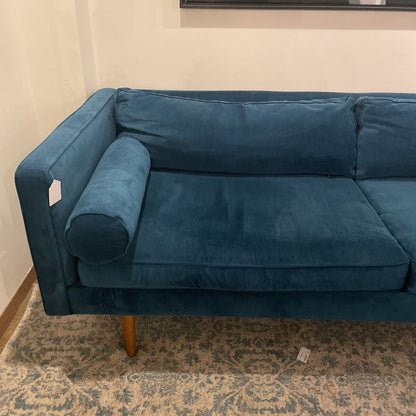 West Elm Teal Monroe Velvet Sofa
