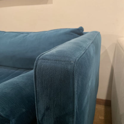 West Elm Teal Monroe Velvet Sofa