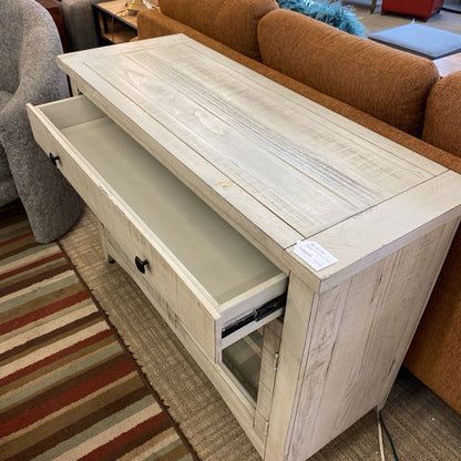 Whitewash Media Cabinet w/Glass Doors C CABINETS