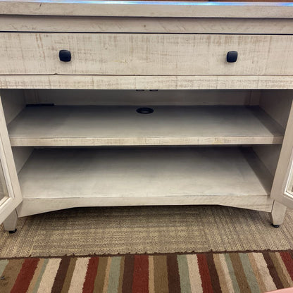 Whitewash Media Cabinet w/Glass Doors C CABINETS